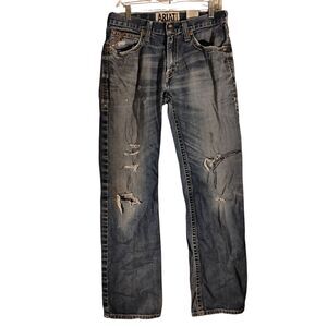 ARIAT M4 low rise boot cut jeans mens 32x34 blue denim stretch western adkins